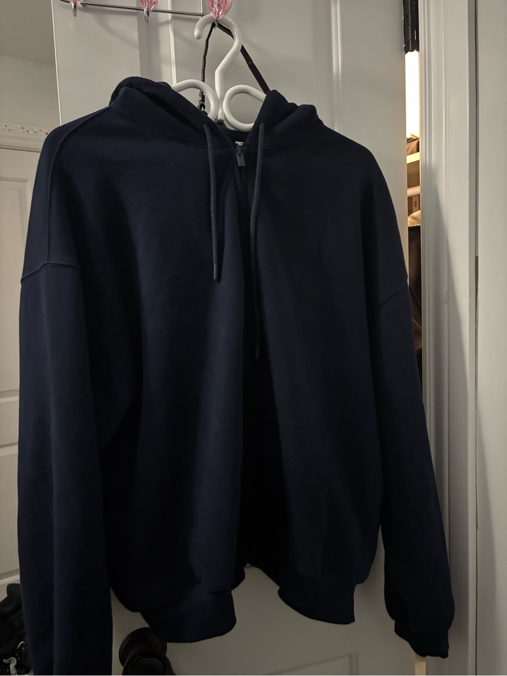 Aritzia Oversized Navy Blue Zip Up Sweater